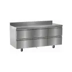 image of Delfield STD4472NP 72" 3-Section Worktop Refrigerator w/ 4 Drawers, 4" Backsplash, 22.1 cu. ft.