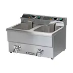 image of Adcraft DF-12L/2 Double-Tank Countertop Electric Deep Fryer w/ 2 Fryer Baskets, 25 lbs/hour Per Tank