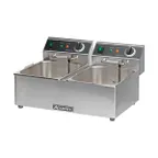 image of Adcraft DF-6L/2 Double Tank Countertop Electric Deep Fryer w/ 2 Fryer Baskets, 15 lb/hour Per Pot