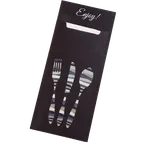 image of Dinex DXCTCADS1003 Cutlery Caddy 13" x 13" Paper Black Napkin Stainless/Plastic Utensils - 1/Pack