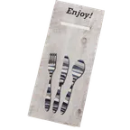 image of Dinex DXCTCADS1041 Cutlery Caddy Paper Sleeve 13" x 13" Napkin, Stainless/Plastic Utensils - 1/Pack