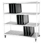 image of Dinex DXIDTDR3 Three Level Aluminum Mobile Drying Rack for Trays - 63-3/4" x 28" x 74-1/2"H