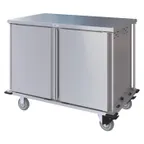 image of Dinex DXPTQC2T2DPT24 Stainless Steel 24 Trays TQ Compact Meal Delivery Cart w/ 2 Doors