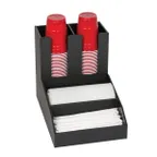image of Dispense‑Rite CLCO‑2BT 4‑Section Condiment Organizer, Black Plastic, 11‑1/8" H x 9‑1/2" W x 14‑1/2"D