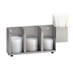 image of Dispense-Rite CTLD-15A Lid/Cup Organizer, Adjustable, 3 Section, Stainless Steel Construction
