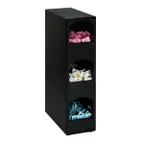 image of Dispense-Rite HVCD-3BT 3-Section Condiment Organizer Black Polystyrene 24-1/4" H x 6-1/2" W x 14" D