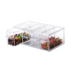 image of Dispense-Rite TD-4 Topping Dispenser, 4-Section, 5-1/8" H x 13-5/8" W x 8" D, Clear Acrylic Plastic