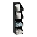 image of Dispense-Rite VCO-4 Countertop Condiment Organizer 4-Section 21"H x 5-1/4"W x 6-5/8"D Black Plastic