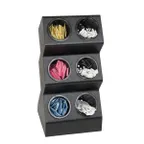 image of Dispense‑Rite VSCH‑6BT Flatware Organizer, 6‑Comp Black Plastic, 21‑1/8" H x 10‑1/2" W x 9‑1/4" D