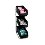 image of Dispense‑Rite WR‑COND‑3 Organizer, Wire Rack, 3 Bins, Black, 18‑3/8" H x 5‑3/4" W x 15‑3/4" D