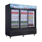 image of Dukers Appliance Co DSM-68SR 78" Three Glass Door Merchandiser Refrigerator in Black, 69 cu. ft.