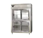 image of Continental Refrigerator D2RNSSSGDHD 52" Two Section Reach-In Refrigerator w/ 4 Sliding Half Glass Doors, All Stainless Steel, 50 cu. ft.