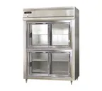 image of Continental Refrigerator D2RENSASGDHD 57" Two Section Reach-In Refrigerator w/ 4 Sliding Half Glass Doors, Stainless Steel Exterior, 52 cu. ft.