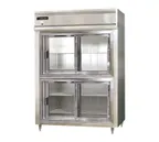 image of Continental Refrigerator D2RENSSSGDHD 57" 2-Section Reach-In Refrigerator w/ 4 Sliding Half Glass Doors, All Stainless Steel, 52 cu. ft.