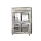 image of Continental Refrigerator D2RESNSSSGDHD 57" Two Section Reach-In Refrigerator w/ 4 Sliding Half Glass Doors, All Stainless Steel, 40 cu. ft.