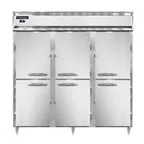 image of Continental Refrigerator D3RNHD 78" 3-Section Reach-In Refrigerator w/ 6 Solid Half Doors, Stainless Steel Front Aluminum Exterior, 72 cu. ft.