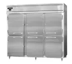 image of Continental Refrigerator D3RENSAHD 85" 3-Section Reach-In Refrigerator w/ 6 Solid Half Doors, Stainless Steel Exterior, 75 cu. ft.