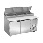 image of Beverage-Air DP60HC 60" 2-Section Refrigerated Pizza Prep Table w/ 2 Doors, 17.8 cu. ft.