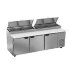 image of Beverage-Air DP93HC 93" 3-Section Refrigerated Pizza Prep Table w/ 3 Doors, 31.5 cu. ft.