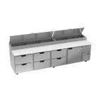 image of Beverage-Air DPD119HC-6 119" 4-Section Refrigerated Pizza Prep Table w/ 1 Door & 6 Drawers