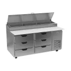 image of Beverage Air DPD67HC-6 67" 2-Section Refrigerated Pizza Prep Table w/ 6 Drawers, 20.7 cu. ft.