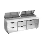 image of Beverage Air DPD93HC-6 93" 3-Section Refrigerated Pizza Prep Table w/ 6 Drawers