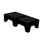 image of Winholt DPLSQ-4-1222-BK 22" x 48" x 12" Solid Plastic Perforated Black Dunnage Rack with 2200 lb. Capacity, 1-Tier 