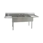 image of Eagle Group 2148-3-18-16/4 84" Three Compartment Sink, 16"W x 21"L Bowl With 2 Drainboards
