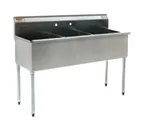 image of Eagle Group 2460-3-16/4 61" Three Compartment Sink, 20"W x 24"L Bowl Without Drainboard