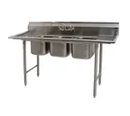 image of Eagle Group 312-12-3-12 66" Three Compartment Sink, 12"W x 20"L Bowl With 2 Drainboards