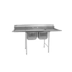 image of Eagle Group 314-16-2-18-3VP 72" Two Compartment Sink, 16"W x 20"L Bowl With 2 Drainboards