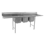 image of Eagle Group 314-16-3-18 90" Three Compartment Sink, 16"W x 20"L Bowl With 2 Drainboards