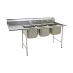image of Eagle Group 314-16-3-18L 74" Three Compartment Sink, 16"W x 20"L Bowl With Left-Hand Drainboard