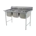 image of Eagle Group 314-16-3-3VP 58" Three Compartment Sink, 16"W x 20"L Bowl Without Drainboard