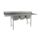 image of Eagle Group 314-24-3-18 114" Three Compartment Sink, 24"W x 24"L Bowl With 2 Drainboards