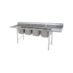 image of Eagle Group 314-24-4-18 140" Four Compartment Sink, 24"W x 24"L Bowl With 2 Drainboards 