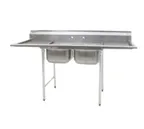 image of Eagle Group 412-16-2-24 84" Two Compartment Sink, 16"W x 20"L Bowl With 2 Drainboards