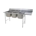 image of Eagle Group 412-16-3-24R 80" Three Compartment Sink, 16"Wx20"L Bowl w/Right-Hand Drainboard