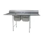 image of Eagle Group 414-16-2-24-X 84" Two Compartment Sink, 16"W x 20"L Bowl With 2 Drainboards