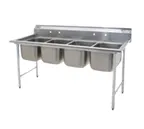 image of Eagle Group 414-16-4 76" Four Compartment Sink, 16"W x 20"L Bowl Without Drainboard