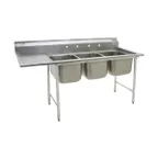 image of Eagle Group 414-18-3-18L-X 80" Three Compartment Sink, 18"W x 24"L Bowl w/Left-Hand Drainboard
