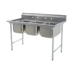 image of Eagle Group 414-18-3 65" Three Compartment Sink, 18"W x 24"L Bowl Without Drainboard