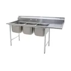 image of Eagle Group 414-24-3-18R-X 98" Three Compartment Sink, 24"Wx24"L Bowl w/Right-Hand Drainboard