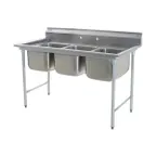 image of Eagle Group 414-24-3-X 83" Three Compartment Sink, 24"W x 24"L Bowl Without Drainboard