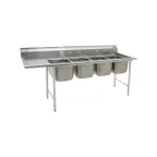 image of Eagle Group 414-24-4-24R 130" Four Compartment Sink, 24"W x 24"L Bowl w/Right-Hand Drainboard  