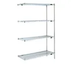image of Eagle Group A4-63-2436C Chrome-Plated 4-Tier Add-On Shelving Unit - 36"W x 24"D x 63"H