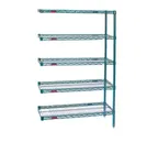 image of Eagle Group A5-74-2160VG Valu-Gard® Green Epoxy 5-Tier Add-On Shelving Unit - 60"W x 21"D x 74"H