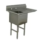 image of Eagle Group BPS-1818-1-18R-FE 38" One Compartment Sink, 18"W x 18"L Bowl With Right-Hand Drainboards