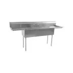 image of Eagle Group BPS-1836-2-18R-FE 56" Two Compartment Sink, 18"W x 18"L Bowl With Right-Hand Drainboard