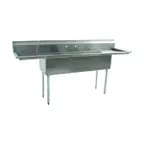 image of Eagle Group BPS-1854-3-18L-FE 74" Three Compartment Sink, 18"Wx18"L Bowl w/Left-Hand Drainboard